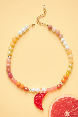 By Anthropologie Beaded Icon Charm Necklace In Red