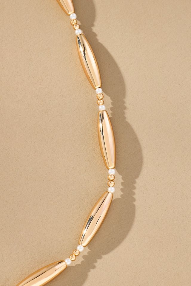 Delicate Pearl Metal Necklace #2