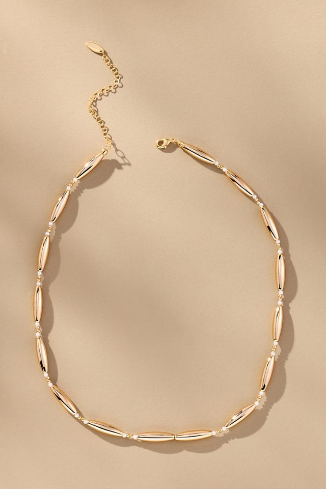 Delicate Pearl Metal Necklace #1