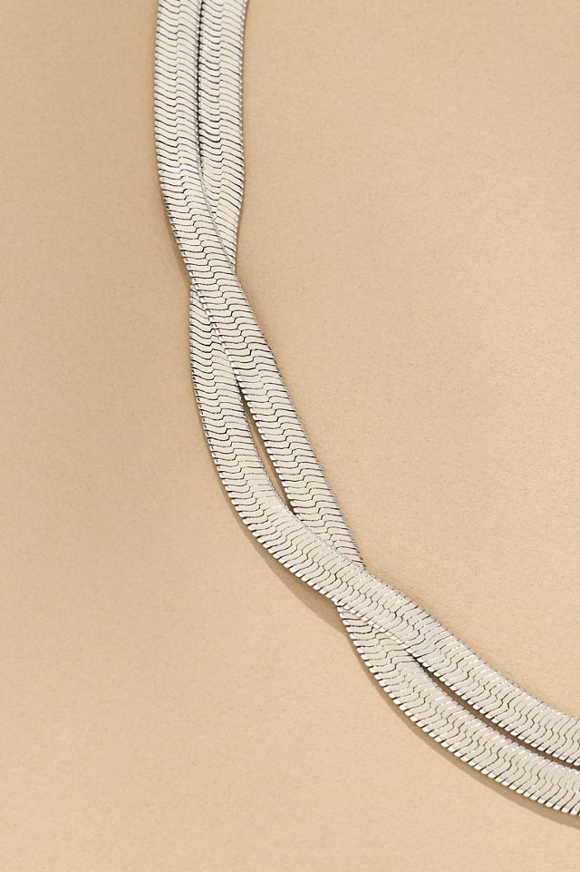 Double Herringbone Metal Necklace #1