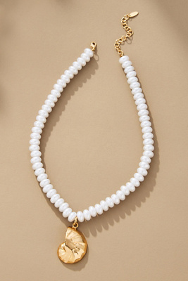 By Anthropologie Beaded Pendant Necklace In White