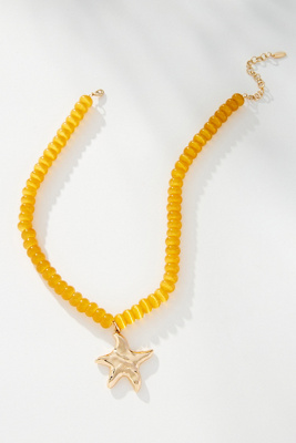 By Anthropologie Beaded Pendant Necklace In Yellow