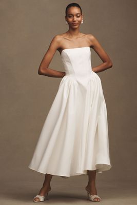 （US発）BHLDN ストラップレス フレア ミディドレス BHLDN Strapless 3D Floral Vine Fit & Flare Midi Dress