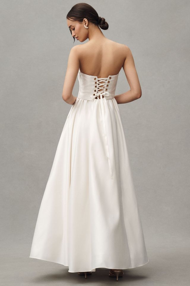 BHLDN Strapless Corset Jacquard A-Line Maxi Dress #1