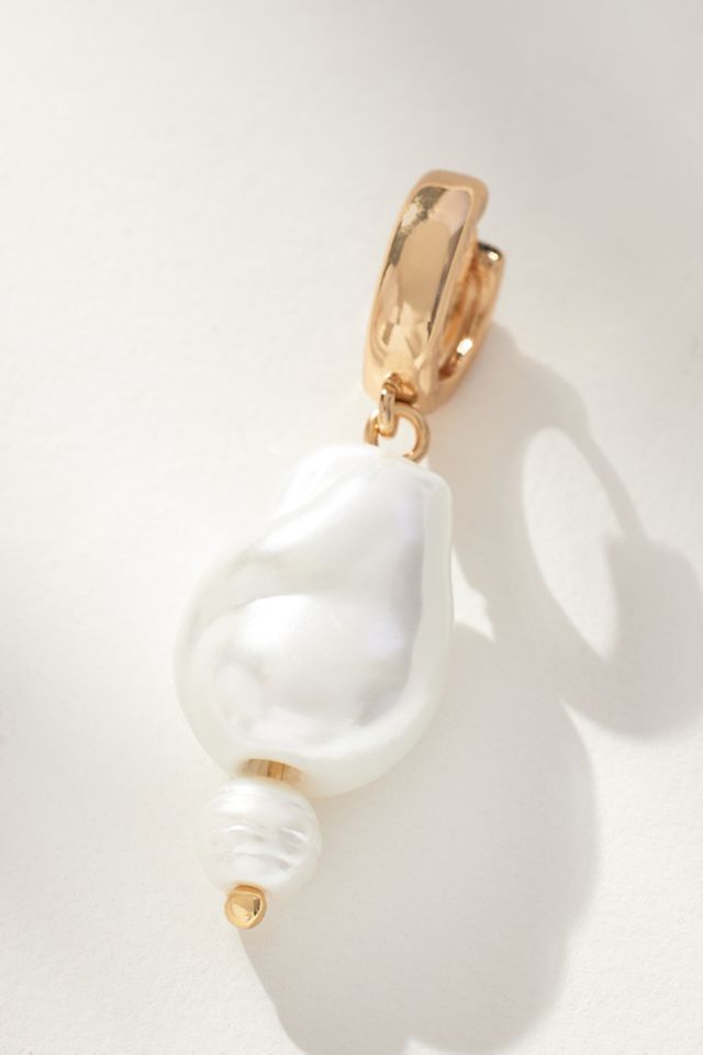 Baroque Pearl Huggie Earrings #1
