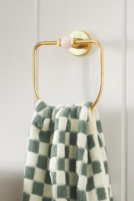 Anthropologie Elodie Brass Towel Ring In Pink