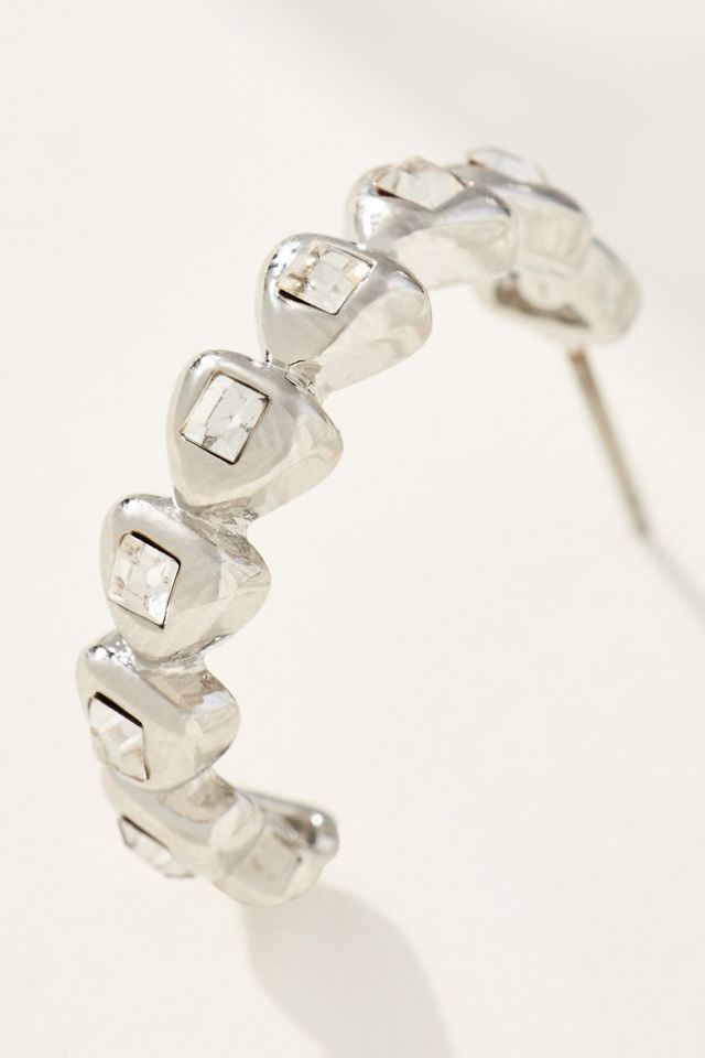 Textured Crystal Hoop Earrings #1