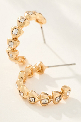 Textured Crystal Hoop Earrings