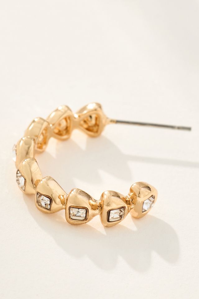 Textured Crystal Hoop Earrings #1