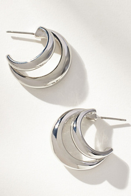 By Anthropologie Mixed Metal Hoop Earrings In Silver