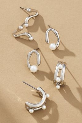 Boucles d'oreilles créoles à perles, lot de 3