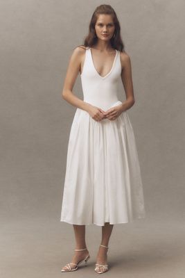 Sirinda Sleeveless V-Neck Drop-Waist Stretch Jersey Maxi Dress