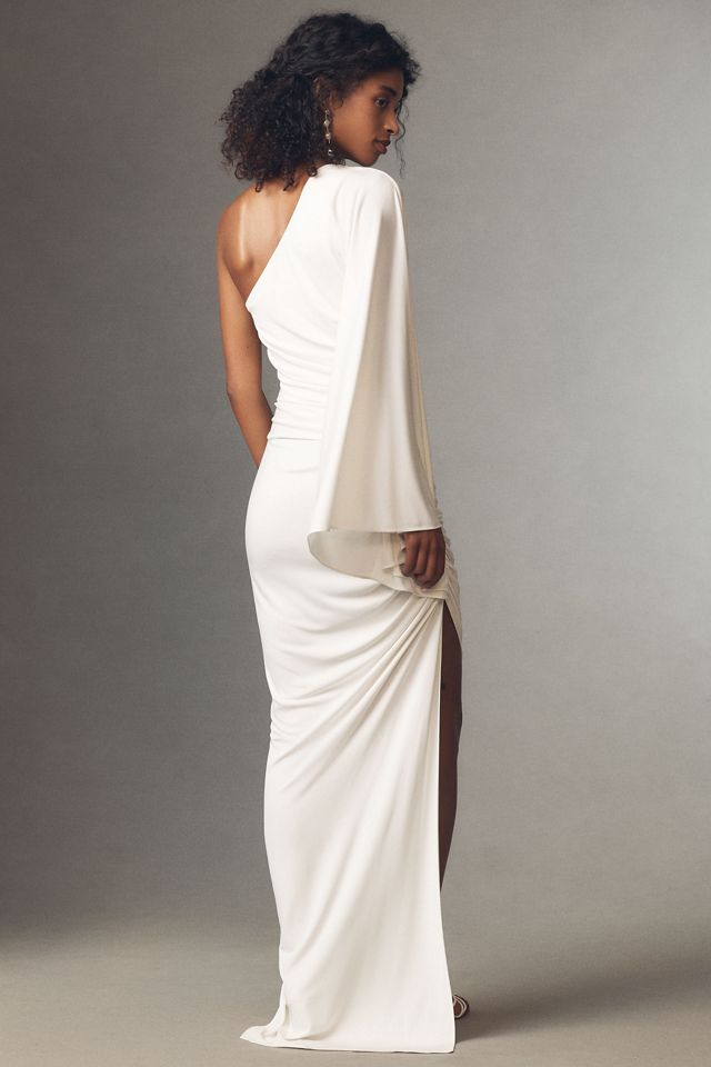Ronny Kobo Kallista One-Shoulder Fitted Side-Slit Maxi Dress #1