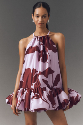 Shop Bhldn Phoebe High-neck Ruffle-hem Swing Mini Dress