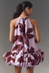 BHLDN Phoebe High-Neck Ruffle-Hem Swing Mini Dress