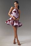 BHLDN Phoebe High-Neck Ruffle-Hem Swing Mini Dress