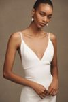 Sébastien Luke Mila Crepe V-Neck Pearl A-Line Wedding Gown