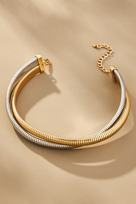 Textured Mixed Metal Collar Necklace