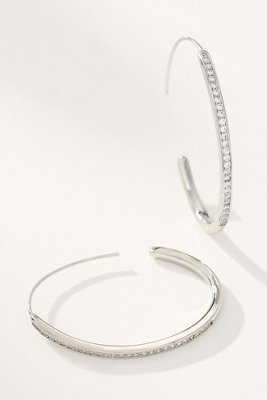By Anthropologie Crystal Threaded Hoop Earrings
