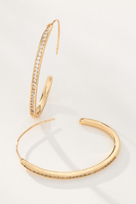 By Anthropologie Crystal Threaded Hoop Earrings In Gold