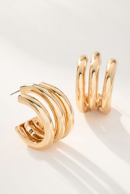 Triple Lined Hoop Earrings