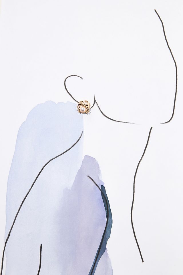 Pearl Crab Post Earrings #1