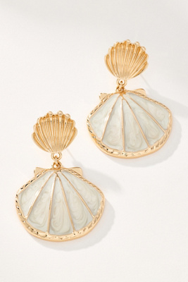 Double Shell Metal Drop Earrings