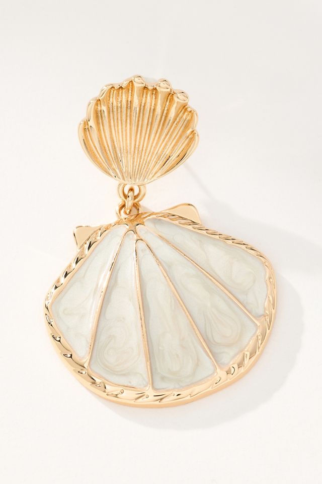 Double Shell Metal Drop Earrings #1