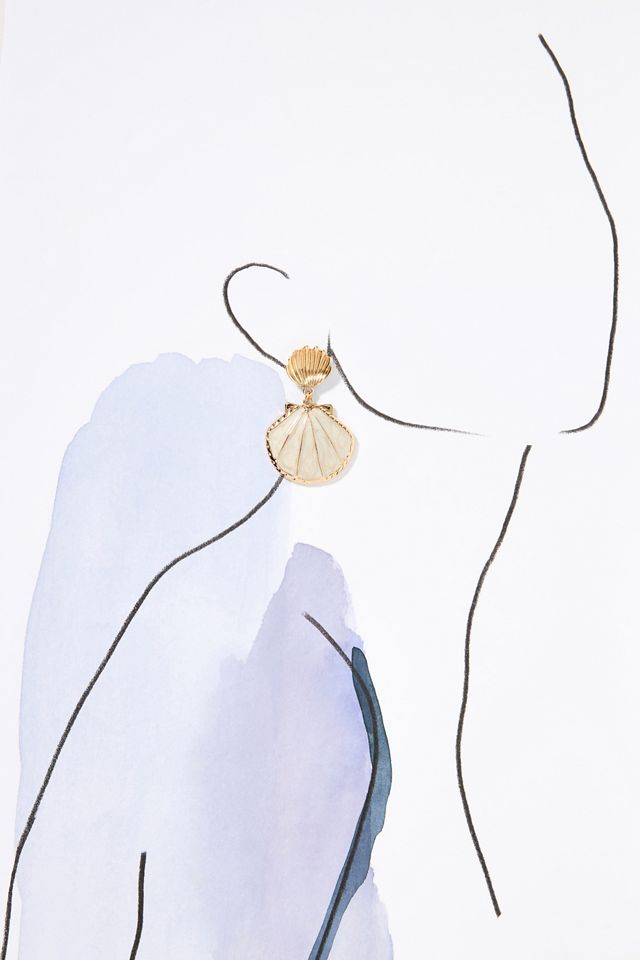 Double Shell Metal Drop Earrings #2