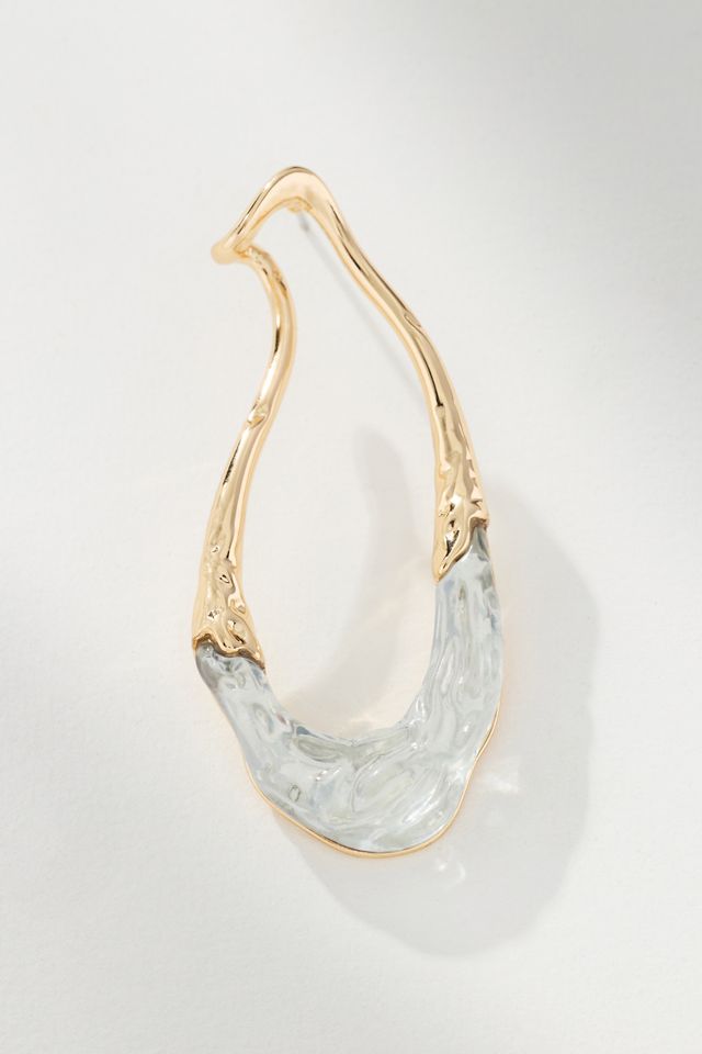 Textured Lucite Mixed Metal Drop Earrings #1