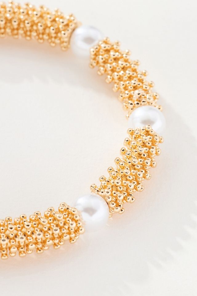 Beaded & Pearl Stretch Bracelet #1