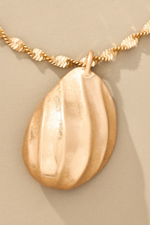 Textured Metal Pendant Necklace #2