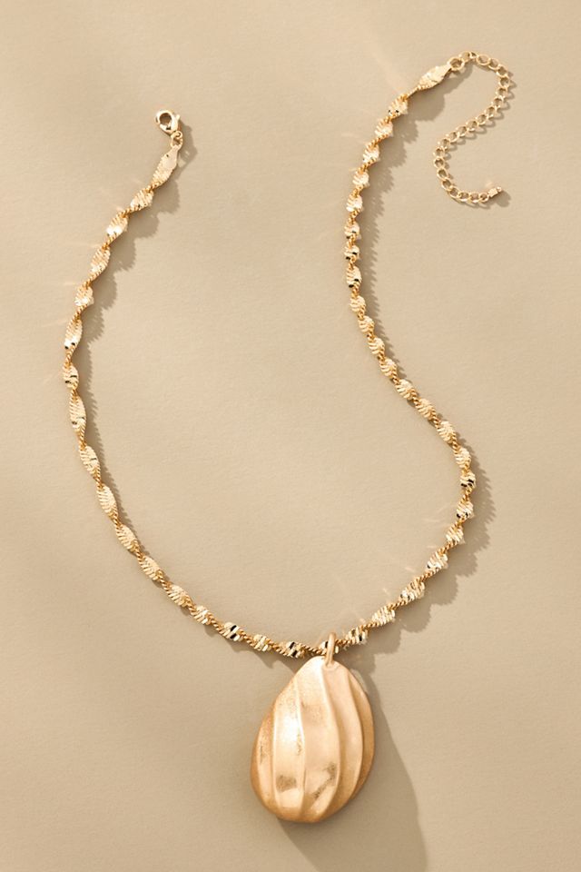 Textured Metal Pendant Necklace #1