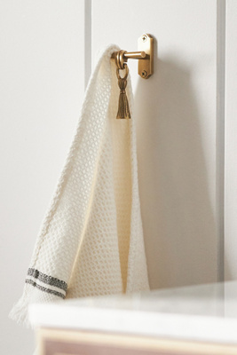 Anthropologie Lark Tassel Brass Bath Hook In Gold