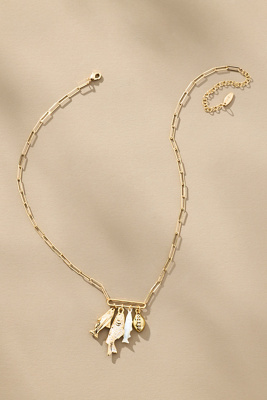 By Anthropologie Fish Bar Charm Paperclip Necklace In Gold