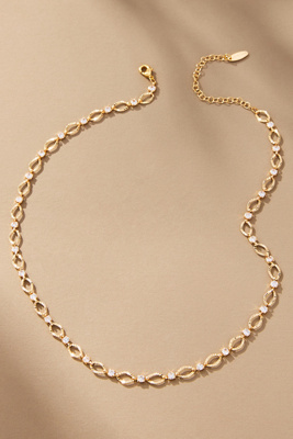By Anthropologie Circle Link Crystal Necklace
