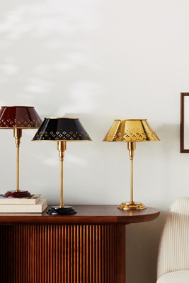 Anthropologie Amilia Enameled Brass Perforated Table Lamp