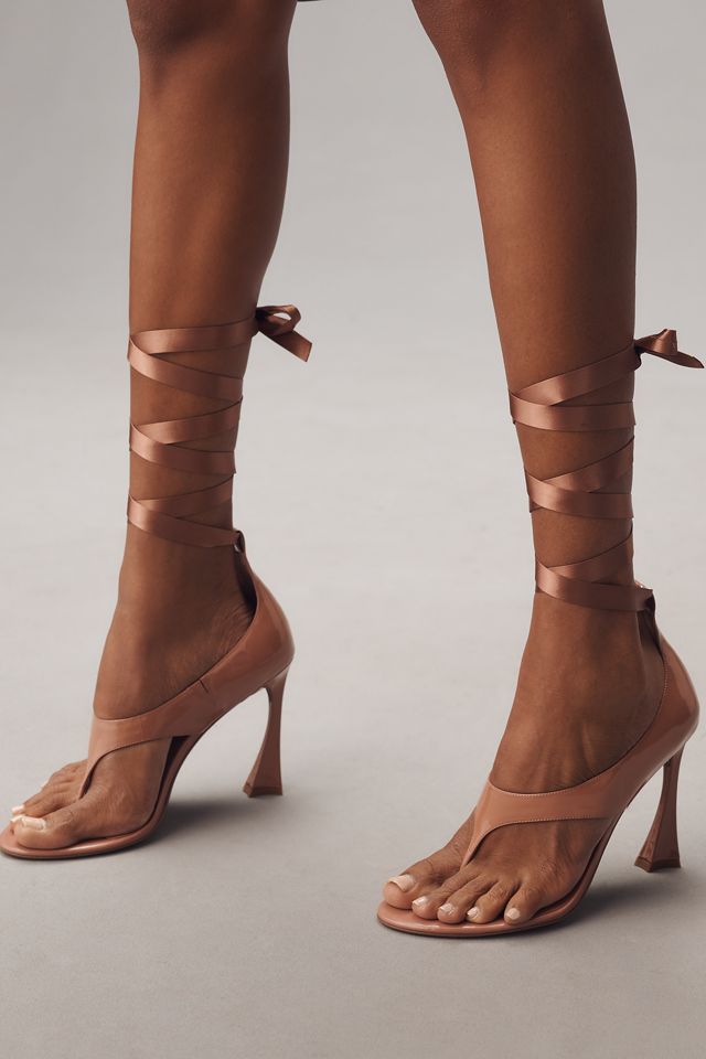 Jeffrey Campbell Ysabela-R Ankle-Wrap Sculted-Heel Thong Sandals #1