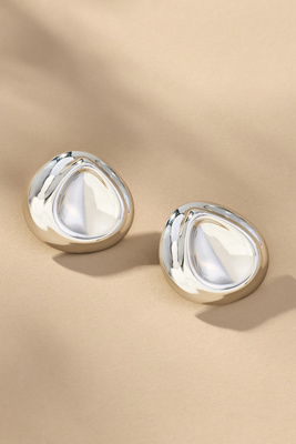 By Anthropologie Indented Oval Bean Earrings In Silver