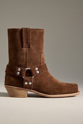 Jeffrey Campbell Waylon-lo Square-toe Western Ankle Boots In Brown