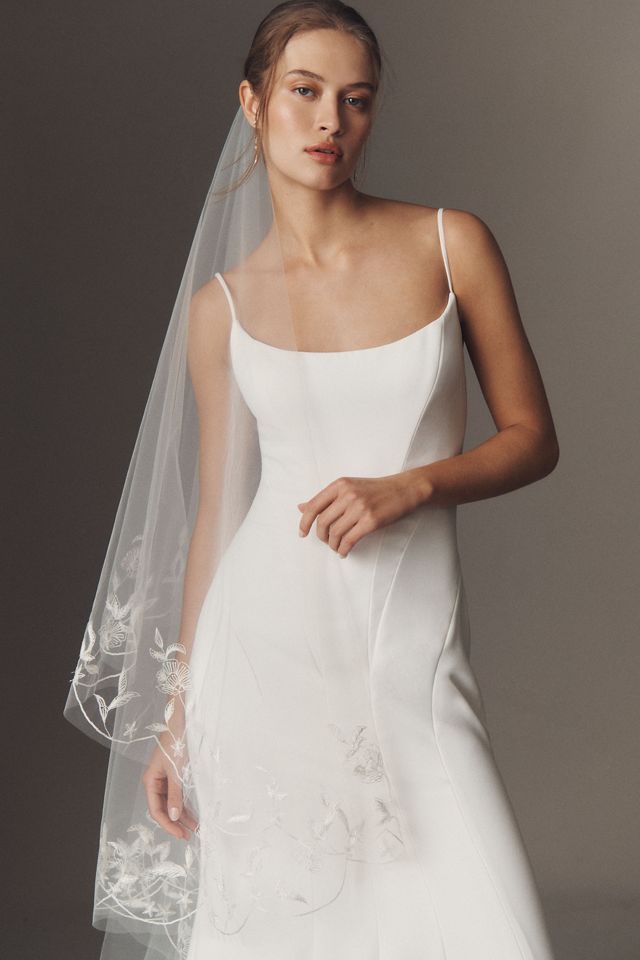 Enaura Pearl Appliqué Cathedral Veil #2