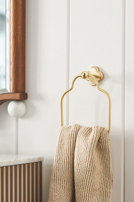 Anthropologie Quinn Clover Brass Towel Ring In Gold