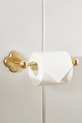 Quinn Clover Brass Toilet Paper Holder