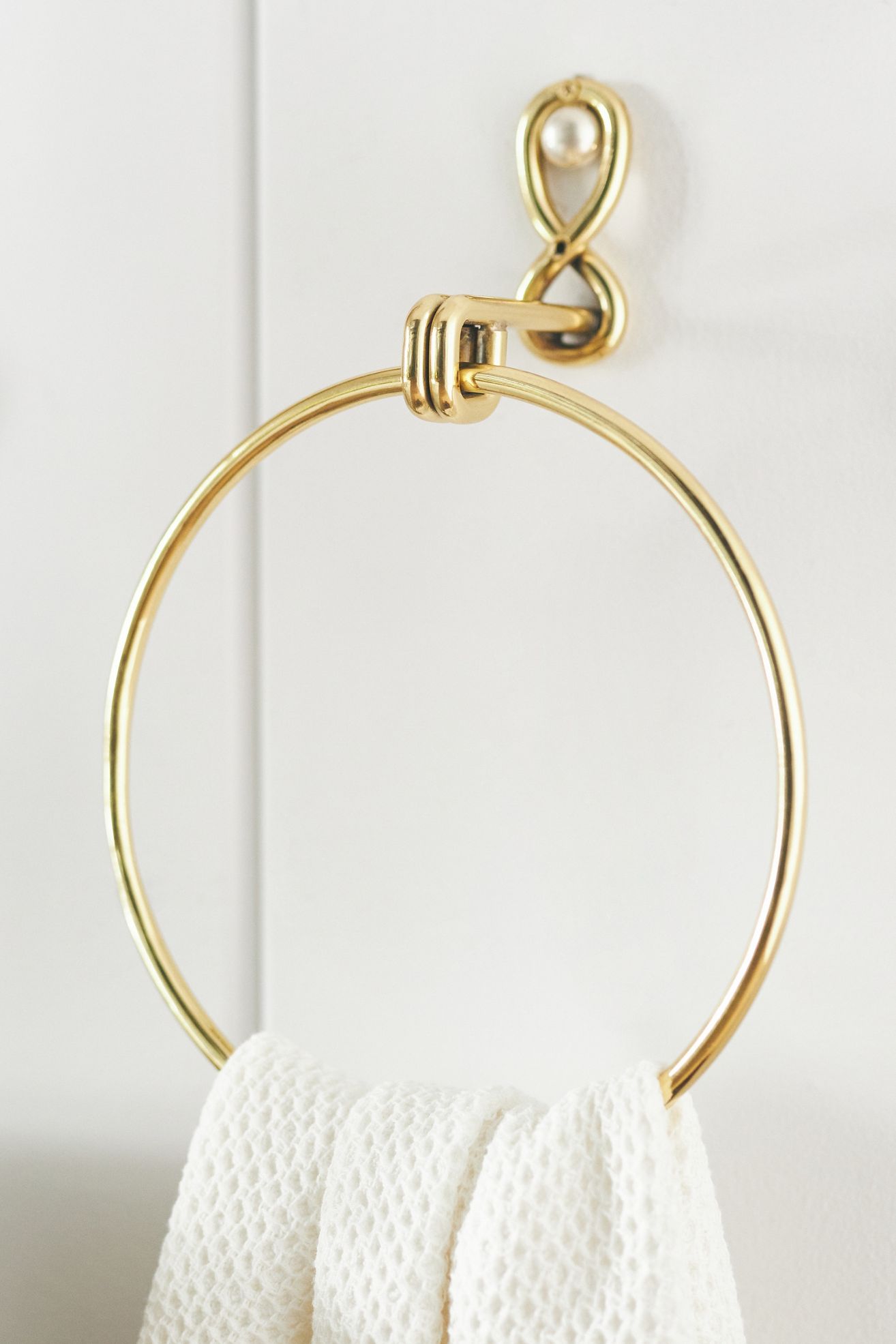 Tiffani Pearl Towel Ring - Polished Brass, Standard, One Size