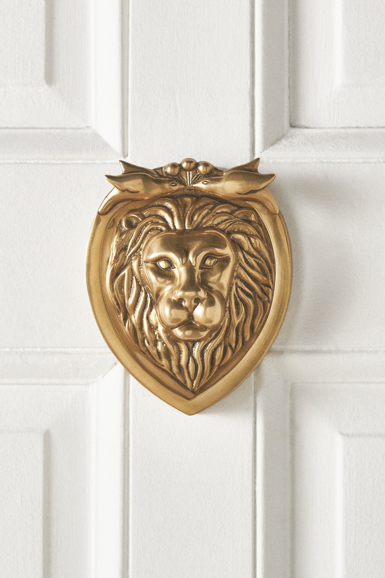 Aslan Solid Brass Lion Door Knocker - Aged Brass, Standard, Lion