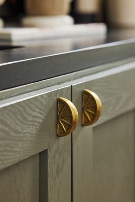 Lemon Solid Brass Fruit Knobs, Set of 2