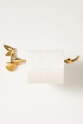 Anthropologie Mon Cheri Cherry Brass Toilet Roll Holder In Brown