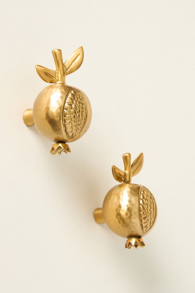 Pomegranate Solid Brass Fruit Knobs, Set of 2 #1