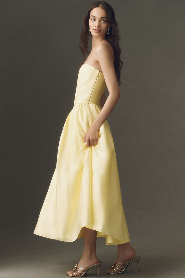 BHLDN Strapless Basque-Waist A-Line Midi Dress #3