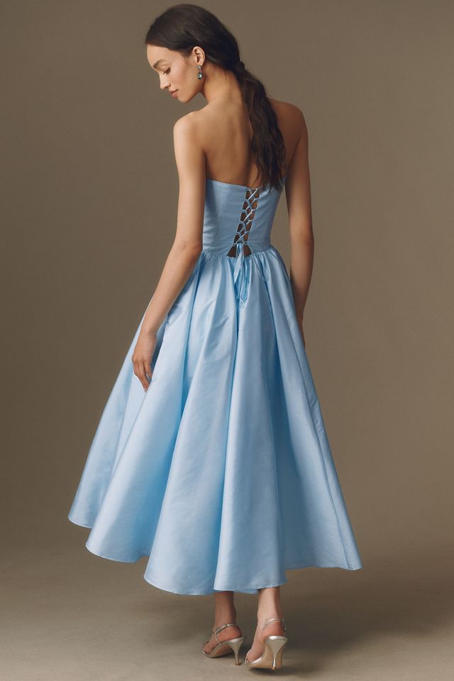 BHLDN Strapless Basque-Waist A-Line Midi Dress #1